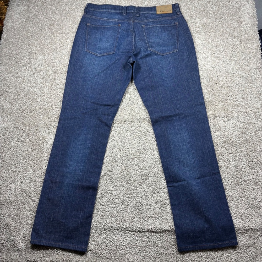 Mott & Bow Mens Straight Leg Jeans Dark Wash Indigo Blue Stretch Size 35x34